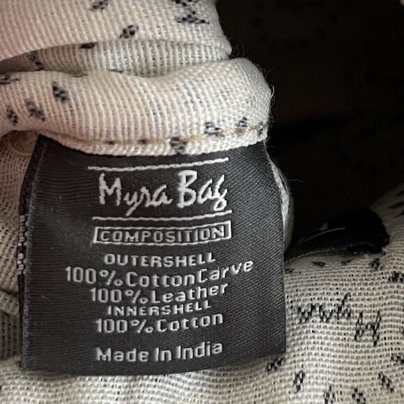 Myra Bag Floral‎ Canvas Leather Hairon Pouch Wristlet Small Bag Purse - Picture 8 of 11